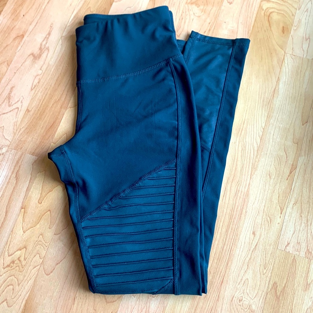 Apana Dark Teal blue Moto leggings, small.  Like new!